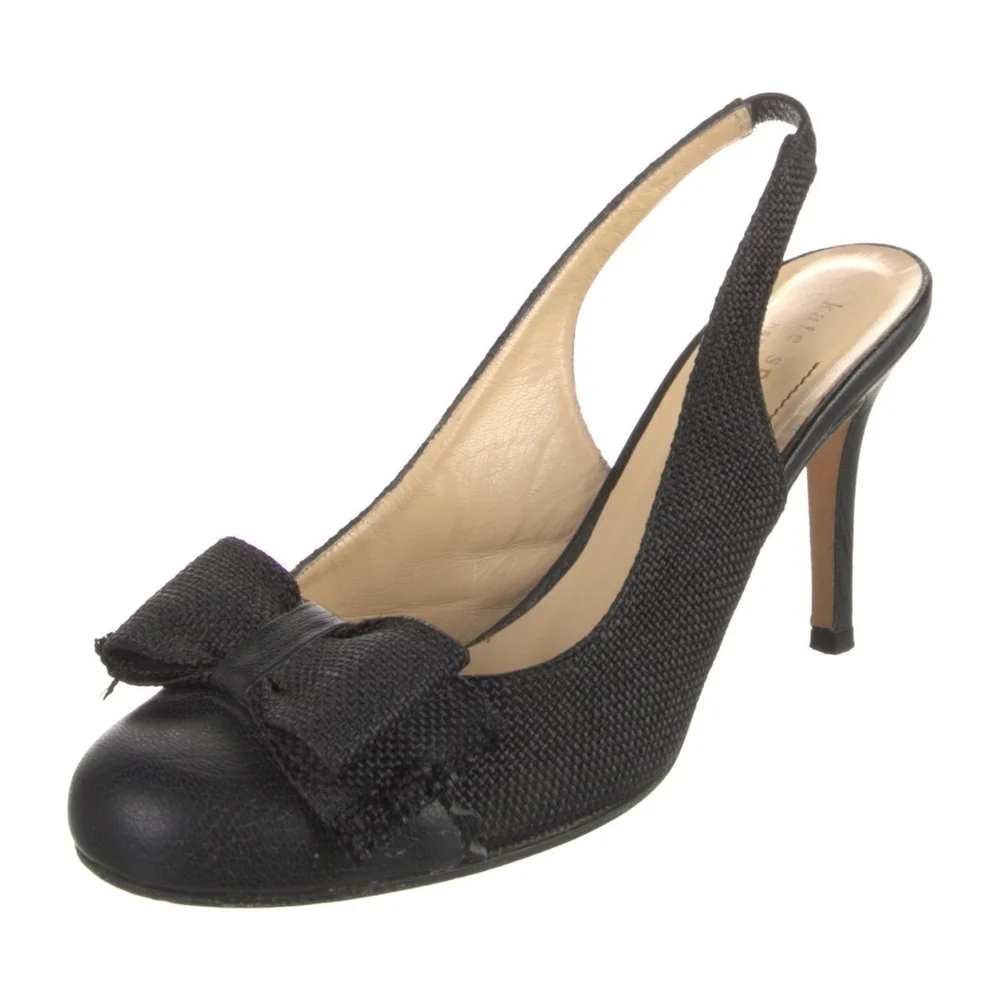 Kate Spade, Elegant Bow Sling Back Heel, Size 6.5